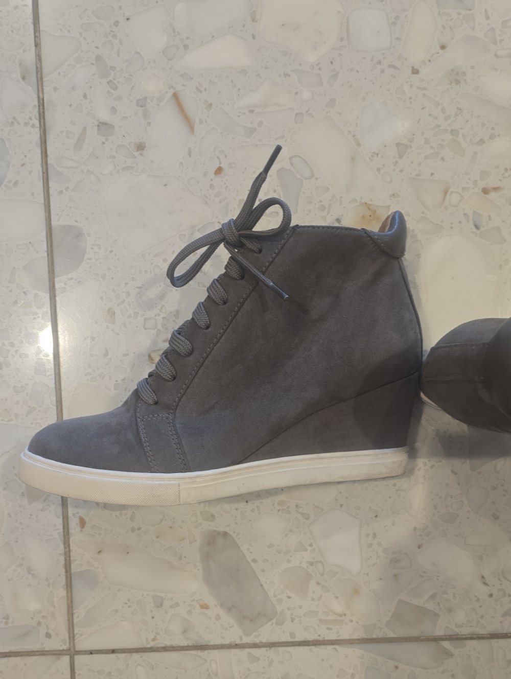 Paolo Grey Suede Wedge Sneaker